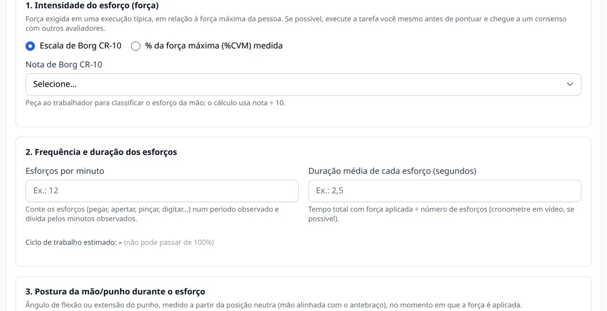 Formulário do método Moore e Garg no MedNext (dados de demonstração)