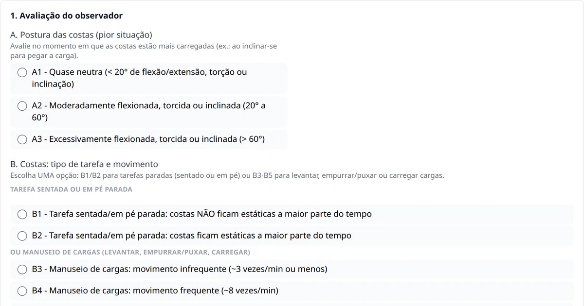Formulário do método QEC no MedNext (dados de demonstração)